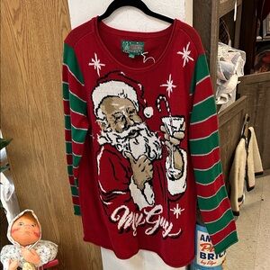 Ugly Christmas Sweater Red and Green Santa Sweater